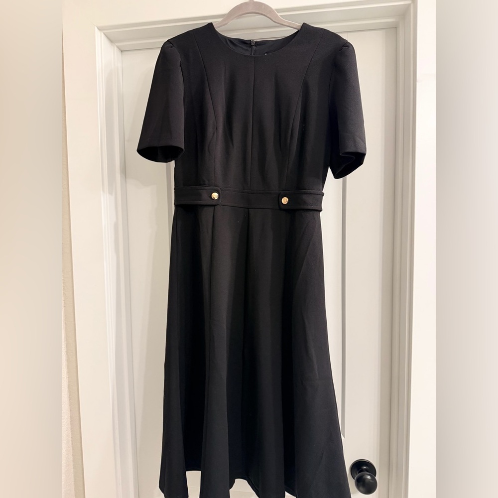 London Times Black Dress with Gold Details